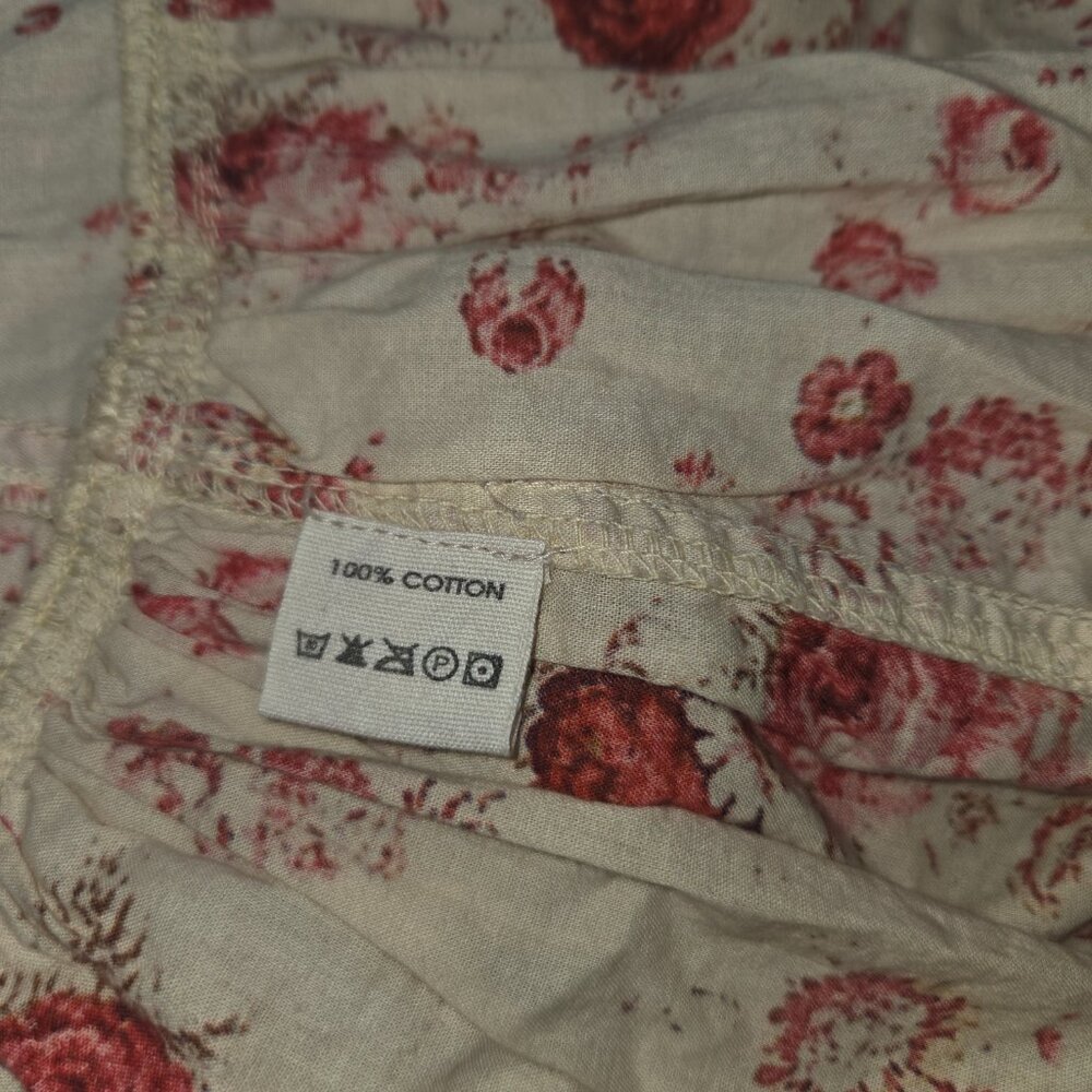 Magnolia Pearl Cotton Rose Print Ivory Ruffled Pin Tucked Skirt OS - Picture 9 of 10